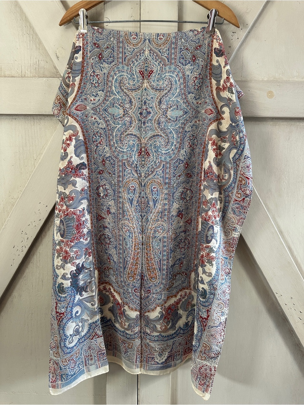 Altea Milano Wool Silk Paisley Wrap Shawl Scarf Made in Italy